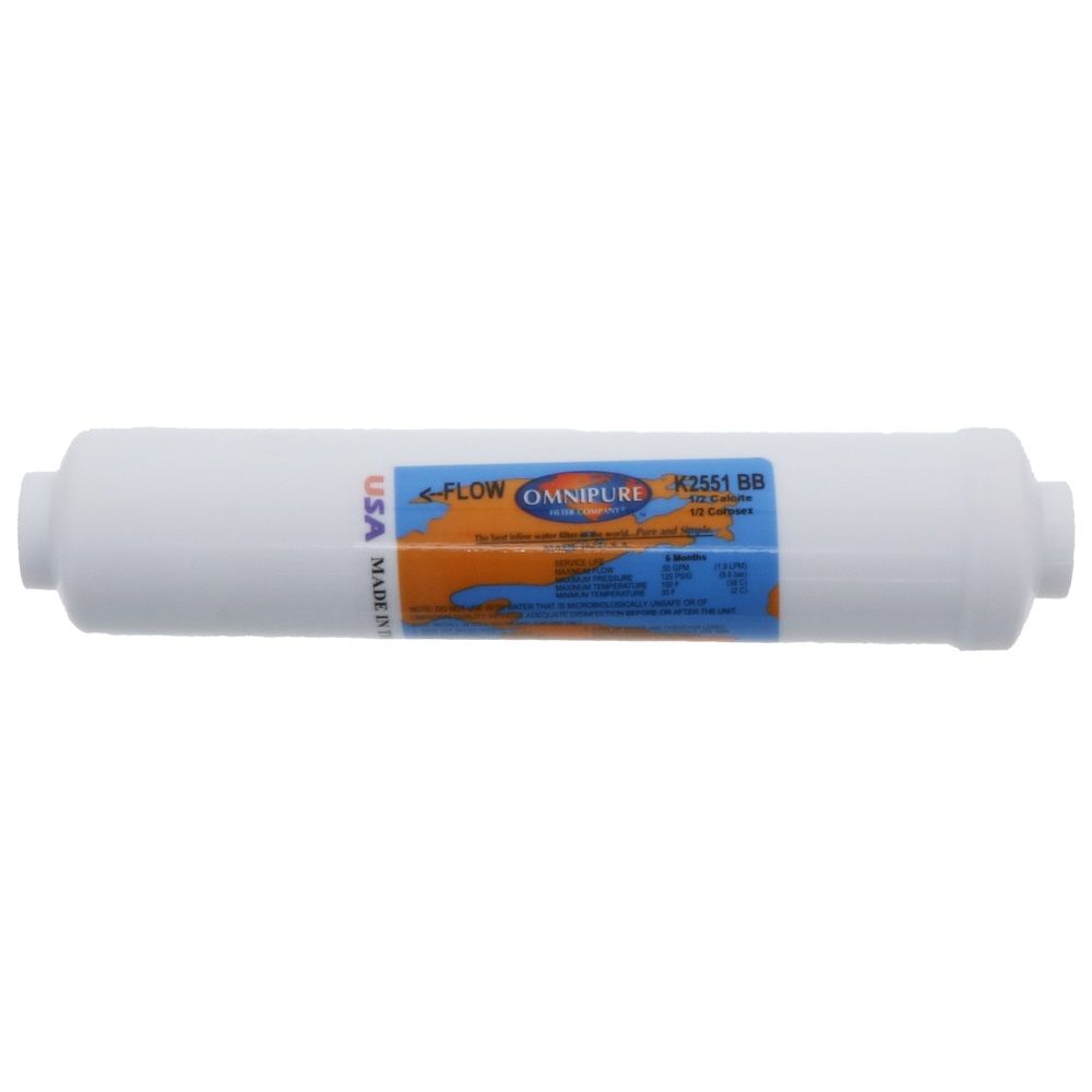 Omnipure Inline K2551-C/C-BB 50% Calcite, 50% Corosex - 10" x 2" Filter - 1/4" FPT