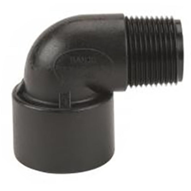 Black Polypropylene 90 Degree Street Elbow 3/4 MPT x 3/4 FPT