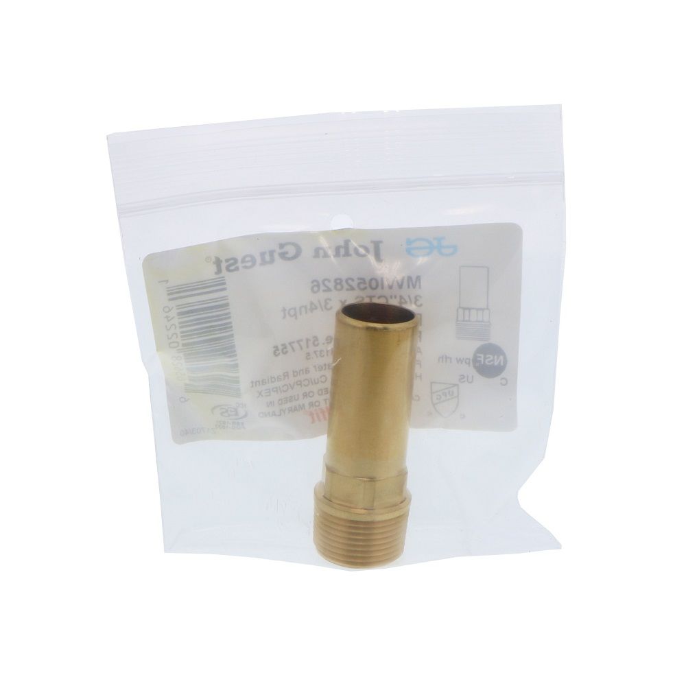 John Guest Brass Male Stem Adapter NPT - 3/4 CTS x 3/4 NPT