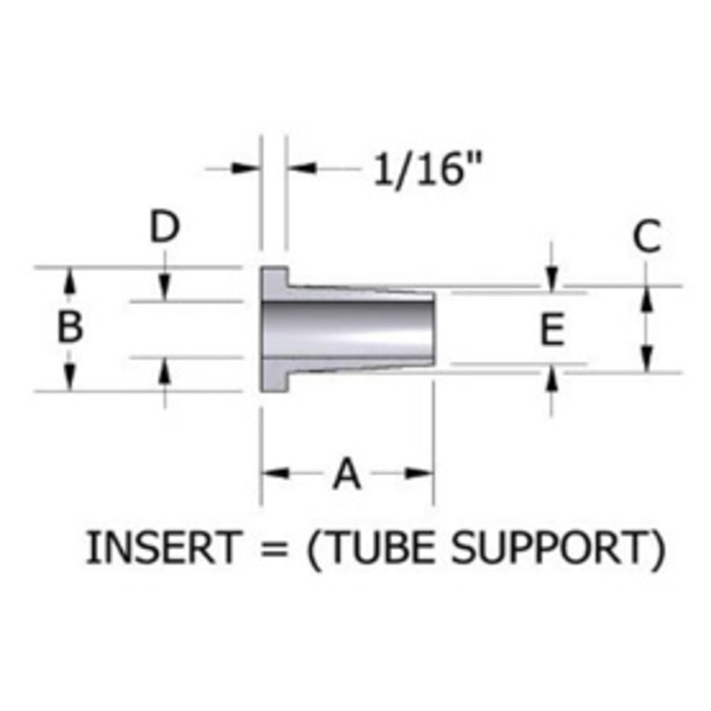 JACO P-P-8 Polypropylene Tube Insert For 1/2" OD Tubing