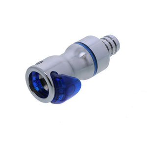 LQ6D17008BLU Valved In-Line Liquid Cooling Coupling Body 1/2 ID Barb Cool Blue