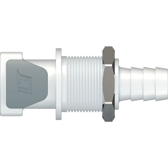 LinkTech 50AC Series Panel Mt. Female, Valved, 3/8" HB, Natural Acetal, Buna N