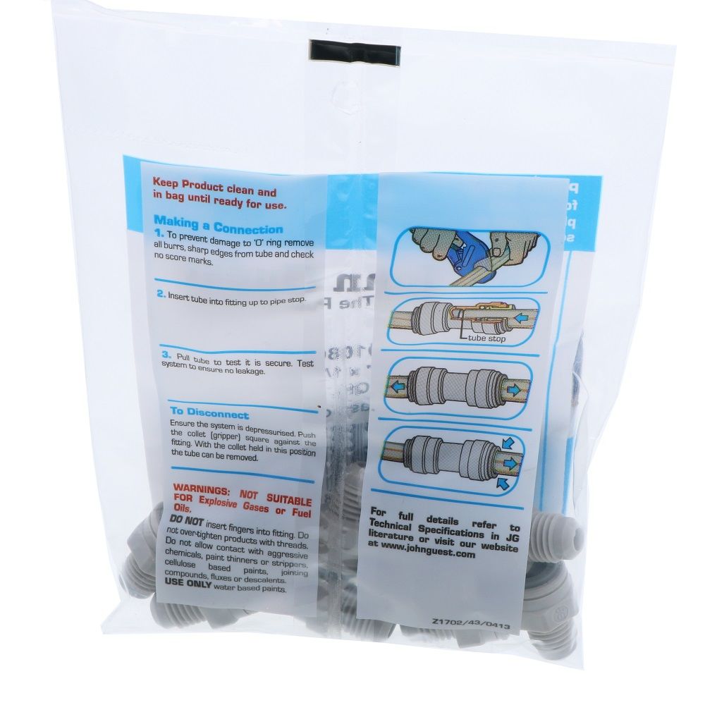 John Guest Male Connector Flare - 5/16 x 1/2-16UN Flare