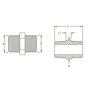 Nipple Hex - 1/2" MPT x 1/4" MPT Natural Nylon