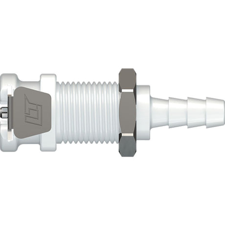 LinkTech 20AC Series Panel Mt. Female, Valved, 3/16" HB, Natural Acetal, Buna N