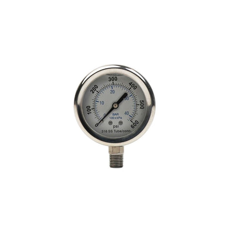 Water Pressure Gauge 600 PSI, 1/4" MPT, 2.5" Dial, Lower Back Mount, SS Case