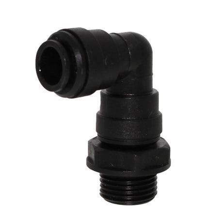 John Guest 10mm x 1/2" [BSPT] Acetal Swivel Male Elbow - Black