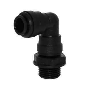John Guest 10mm x 3/8" [BSPT] Acetal Swivel Male Elbow - Black