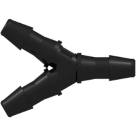 LinkTech Y Tube Fitting with 200 Series Barbs, 3/32" [2.4 mm] ID Tubing, Black Nylon