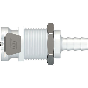 LinkTech 40AC Series Panel Mt. Female, Valved, 1/4" HB, Natural Acetal,