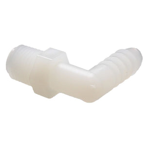 Male Elbow Barb x Male NPT - 1/2" HB x 1/2" MNPT - Natural Nylon