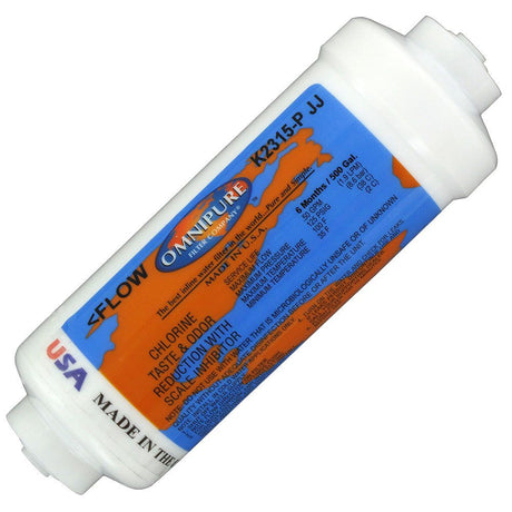 Omnipure Inline K2315-P-JJ 1 mic CTO/Lead/Cyst [w/ Scale Reduction] - 6" x 2" Filter - 1/4" Quick Connect