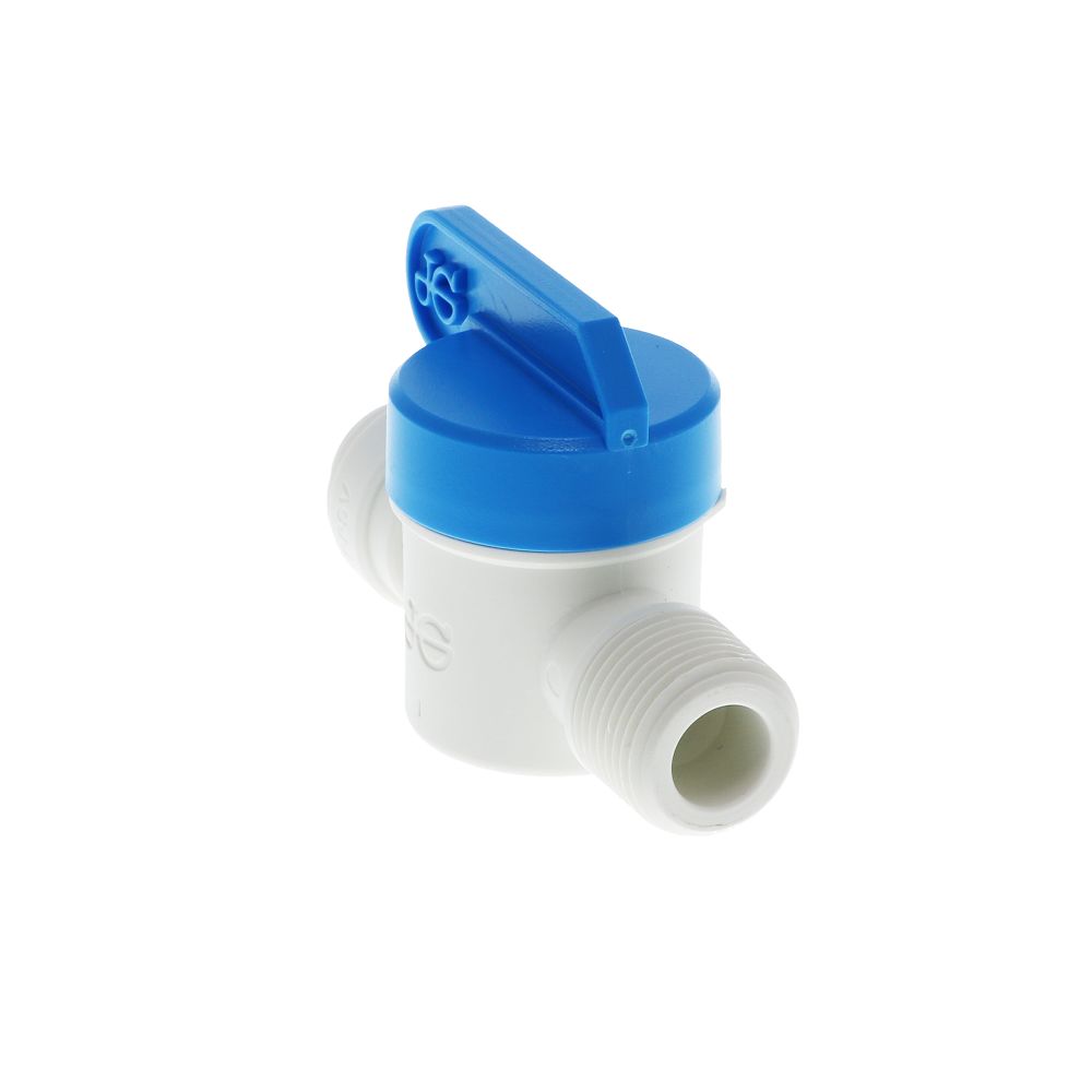 John Guest Shut-Off Valve Polypro Male NPTF - 3/8 Tube x 3/8 Male NPTF