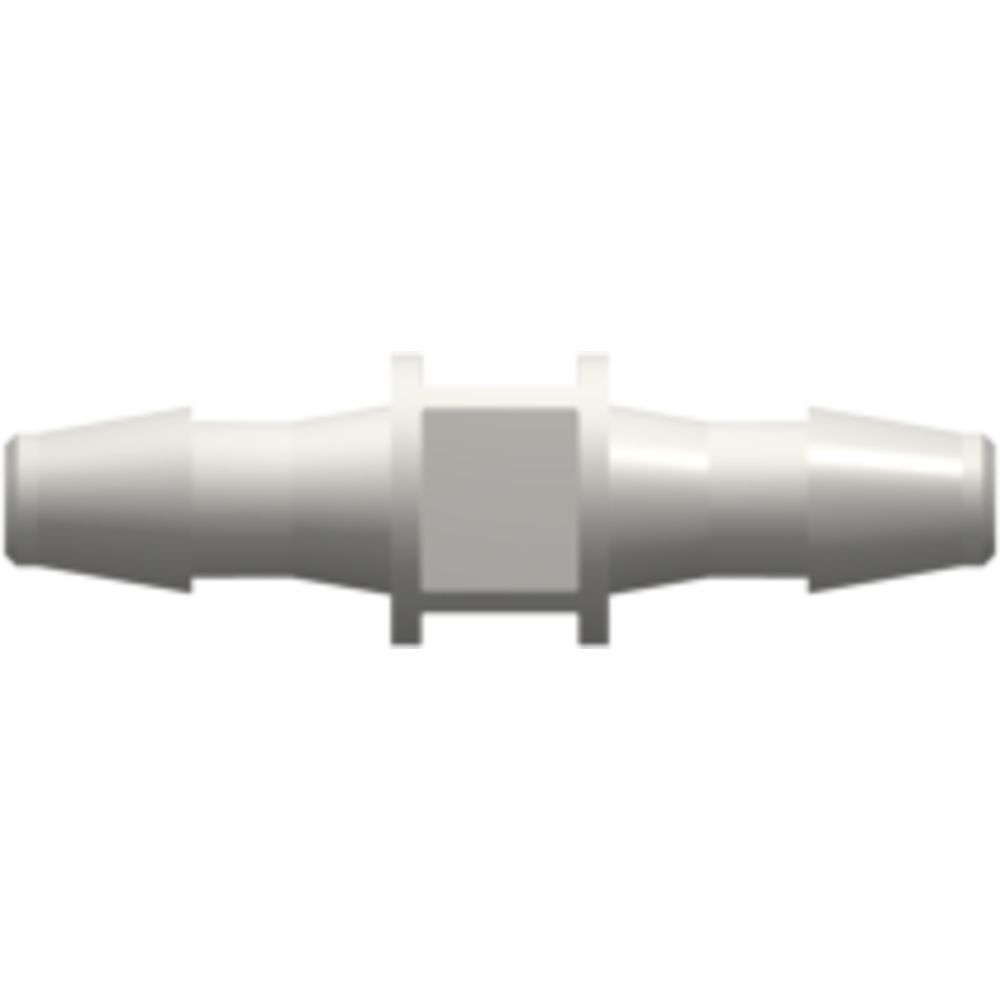 LinkTech Straight Through Tube Fitting with 200 Series Barbs, 3/32" [2.4 mm] ID Tubing, White Nylon