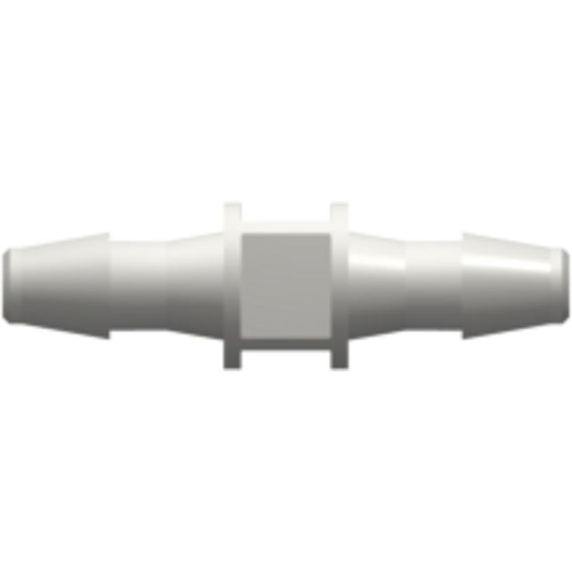 LinkTech Straight Through Tube Fitting with 200 Series Barbs, 3/32" [2.4 mm] ID Tubing, White Nylon