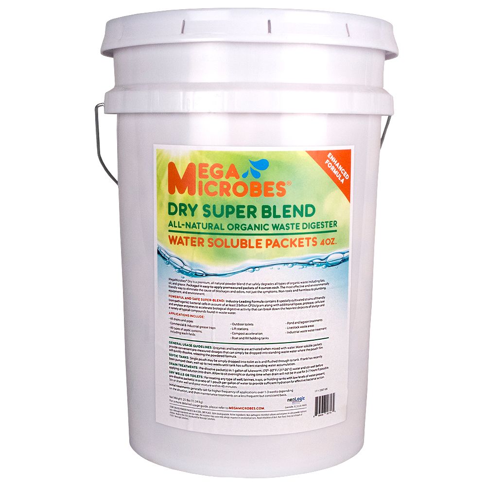 MegaMicrobes Dry Premium Organic Waste Digester - Water Soluble Packets - 4 oz Packets [100 Packets]