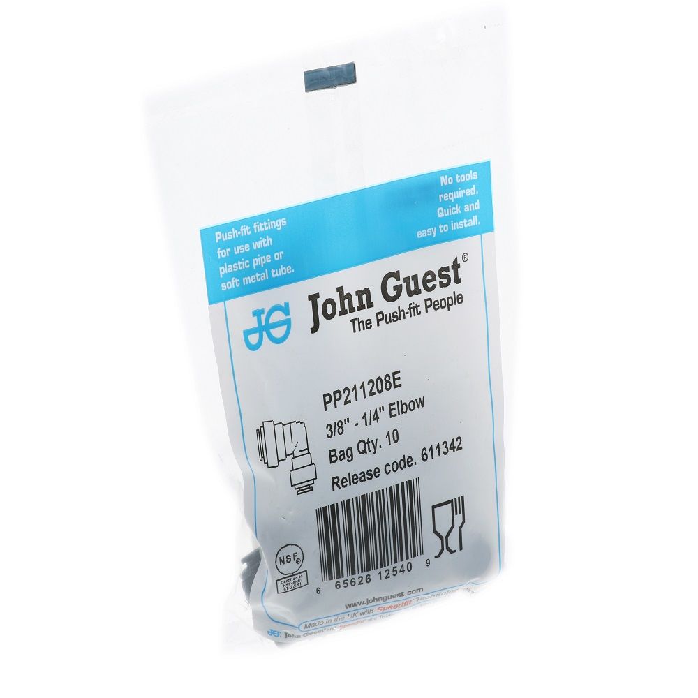 John Guest Reducing Elbow Black Polypropylene  - 3/8 x 1/4