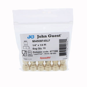 John Guest Lead Free Brass Flare Female Connector - 1/4 x 1/4 FFL