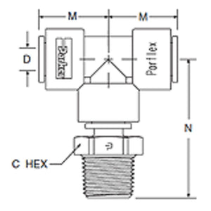 Kynar PVDF Male Branch Swivel Tee - 3/8 x 1/4 NPTF