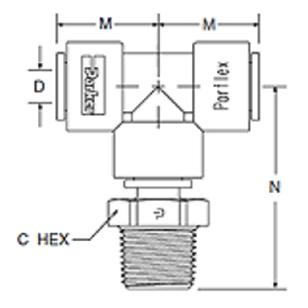 Kynar PVDF Male Branch Swivel Tee - 3/8 x 3/8 NPTF