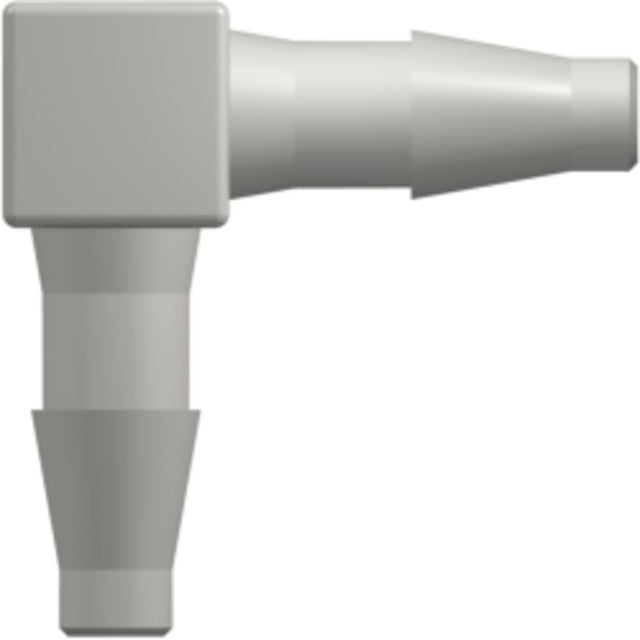 LinkTech Elbow Tube Fitting with Classic Series Barbs, 5/32" [4.0 mm] ID Tubing, White Nylon