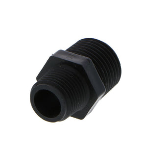 Nipple Hex - 1/2 x 3/8 MPT Black Polypropylene