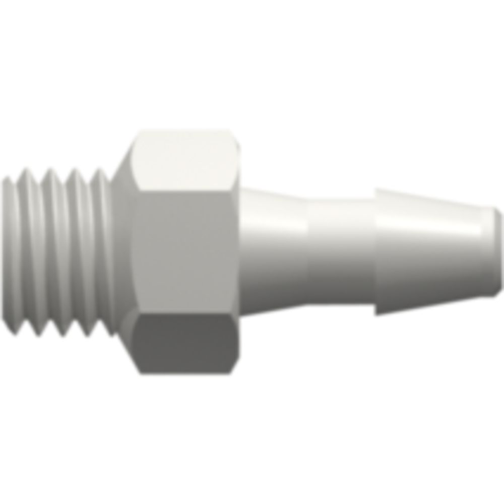 LinkTech 1/4-28 UNF Thread with 5/16" Hex to 200 Series Barb, 1/8" [3.2 mm] ID Tubing, White Nylon