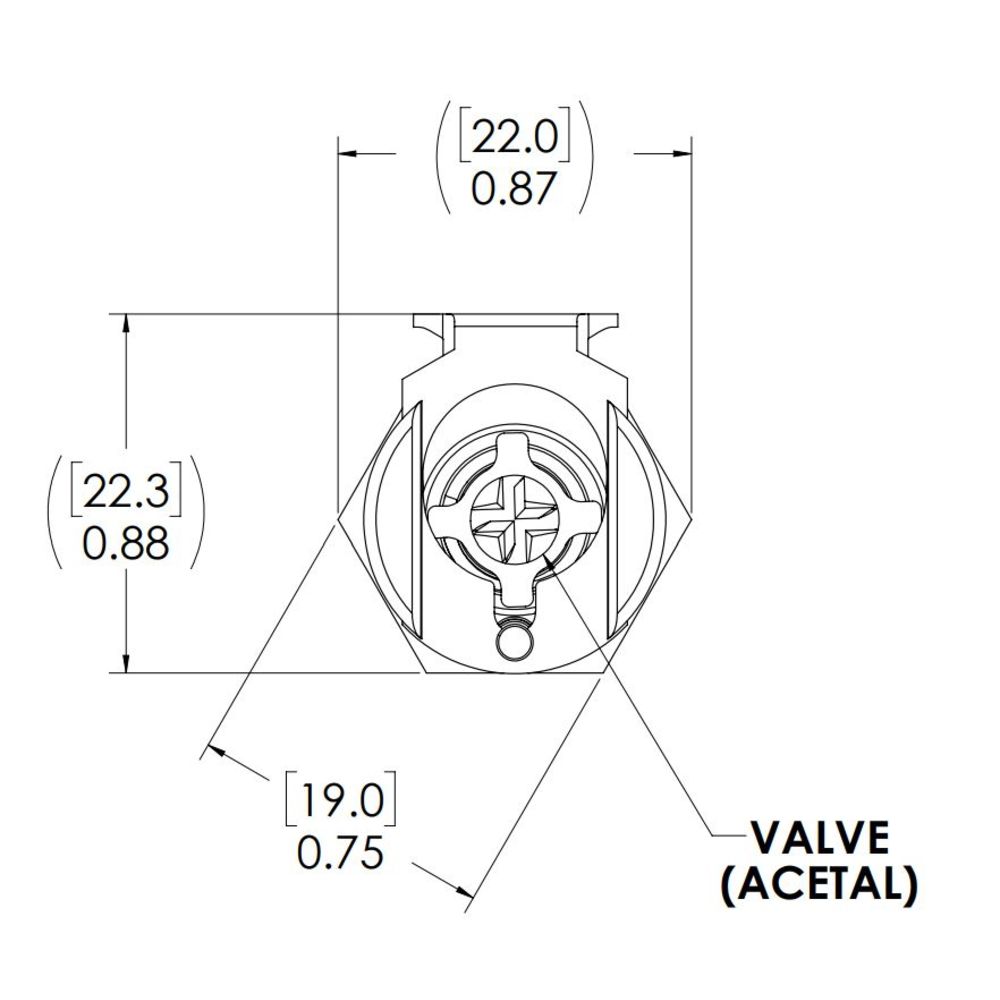 LinkTech 40CB Series Panel Mt. Female, Male Thread, Valved, 1/4" MNPT, Chrome Brass, Buna N