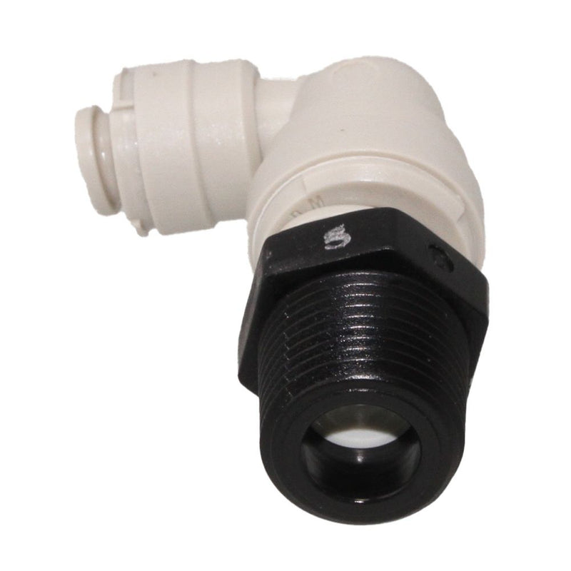 Swivel Elbow with 0.5 GPM Flow Restrictor 1/4 x 3/8 MPT