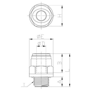 NeoFit - Acetal White Male Connector- 4mm [5/32"] tube OD x 1/4"NPTF