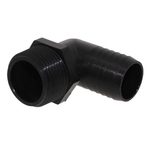 Male Elbow Barb x Male NPT - 1" HB x 1 1/4" MNPT - Black Polypropylene