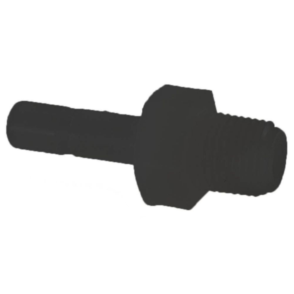 Kynar PVDF Tube Stem Adapter Male - 3/8 x 1/4 NPTF Black