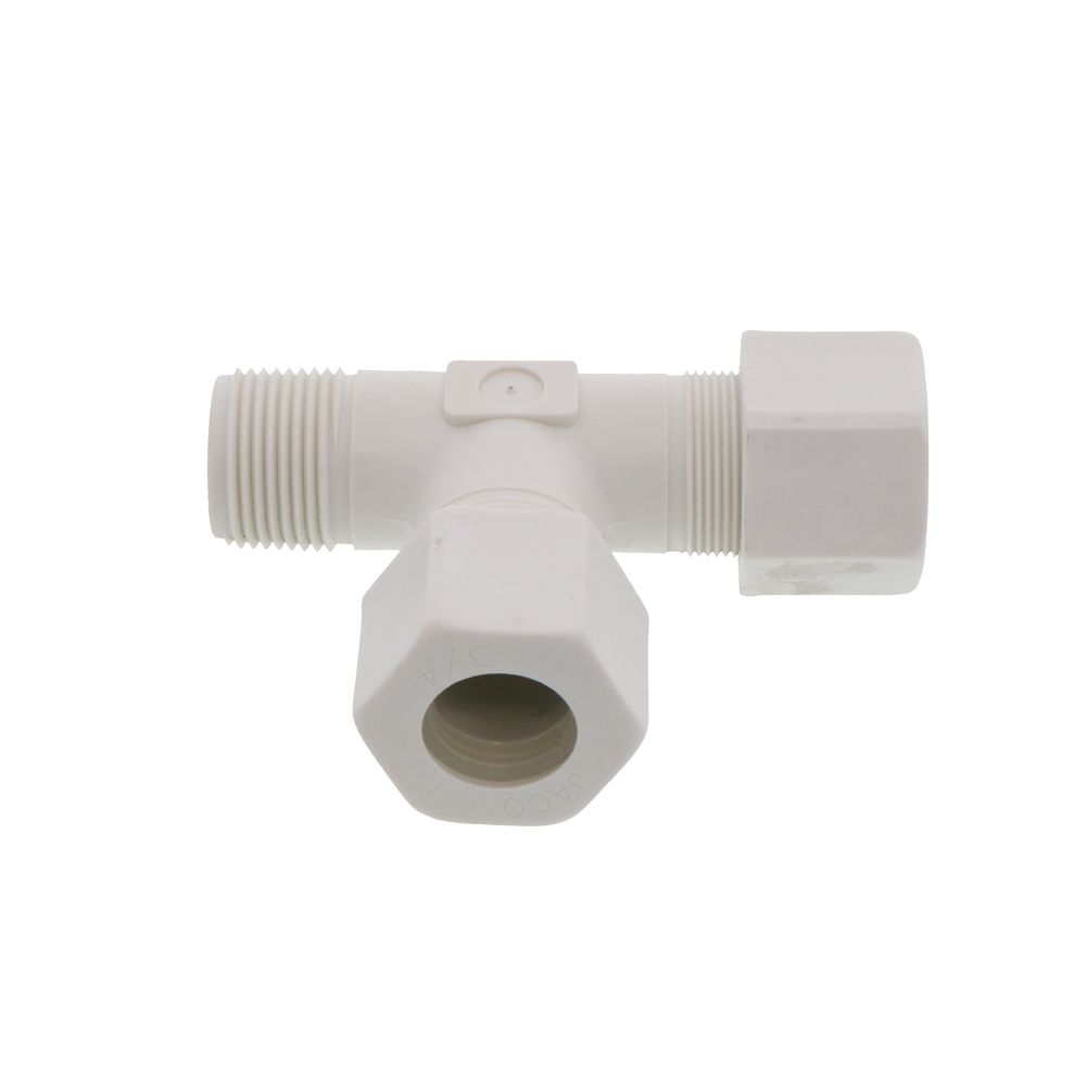 JACO 75-12-12-P-PG Polypropylene Male Run Tee 3/4 OD Tube x 3/4 MPT