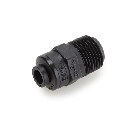 Black Kynar PVDF Male Connector - 3/8 x 1/2 NPTF