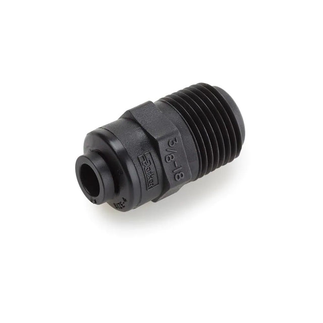 Black Kynar PVDF Male Connector - 3/8 x 1/2 NPTF