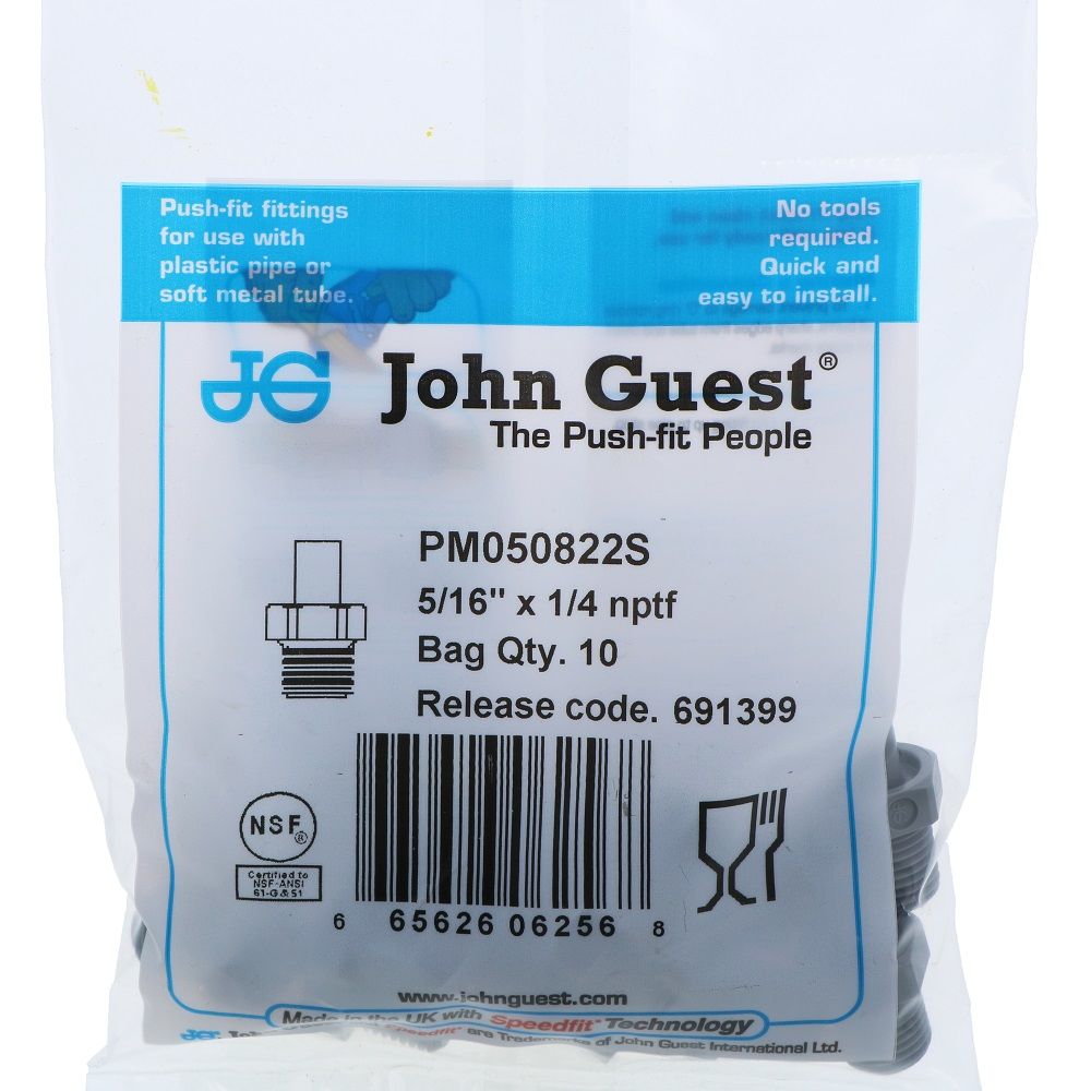 John Guest Stem Adapter NPTF - 5/16 x 1/4  NPTF