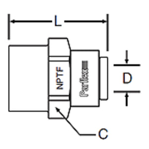 Kynar PVDF Female Connector - 3/8 x 1/4 NPTF