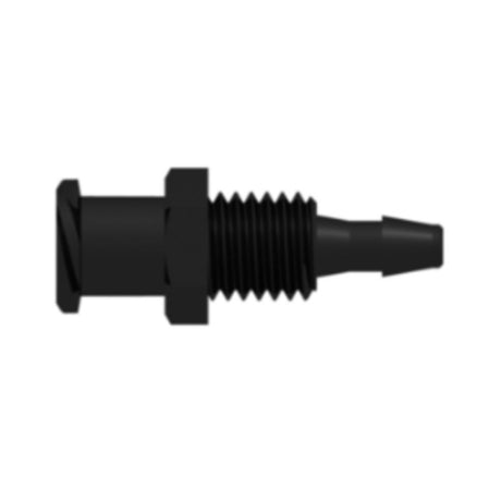 LinkTech Female Luer Thread Style Panel Mount 1/4-28 UNF to 200 Series Barb, 3/32" [2.4 mm] ID Tubing, Black
