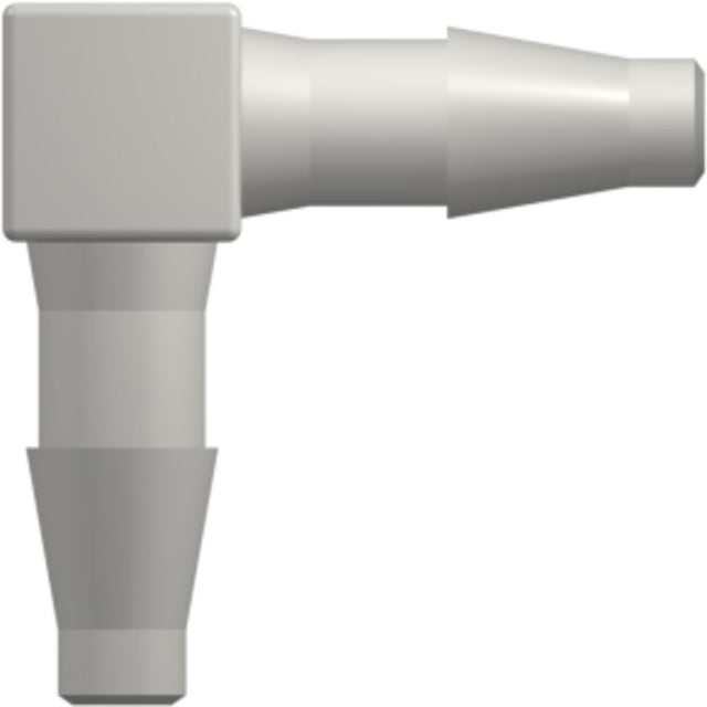 LinkTech Elbow Tube Fitting with Classic Series Barbs, 3/16" [4.8 mm] ID Tubing, White Nylon