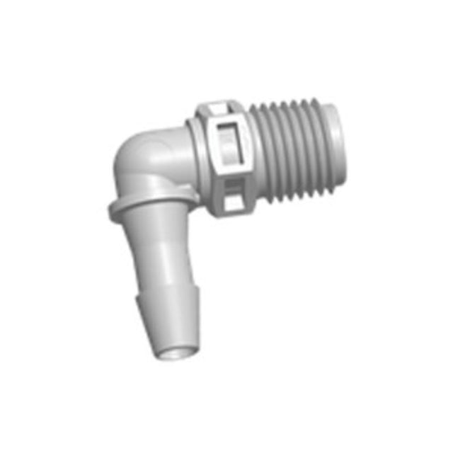FitQuik PVDF [Kynar] Thread to Tube Elbow Fitting - 1/4 MPT to 1/4 ID Barb