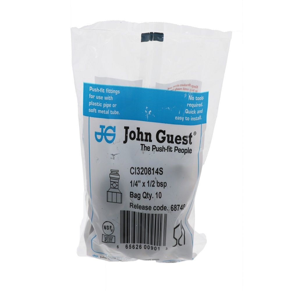 John Guest Faucet Connector BSPP - 1/4 x 1/2 BSPP