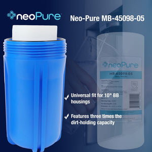 Neo-Pure Whole House Sediment Filter, 4-1/2" x 9-7/8", Model MBGC-45098-05 [5 Micron]