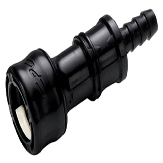 BACD17006MBLK Valved Hose Barb Coupling Body Molded Black 3/8 ID Barb