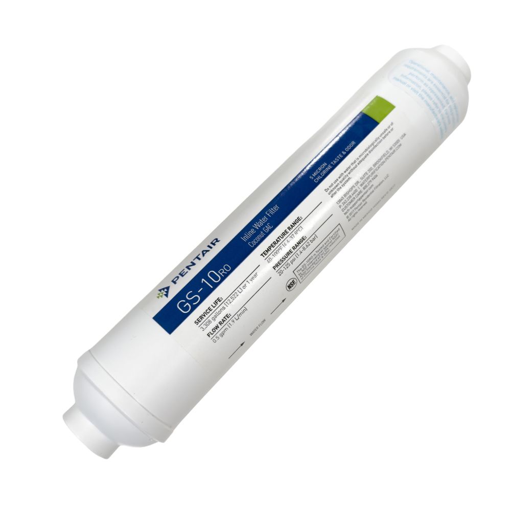 Pentek GS-10RO-G Inline 2" x 10" Coconut Shell GAC Filter, 5 Micron, 1/4" JG