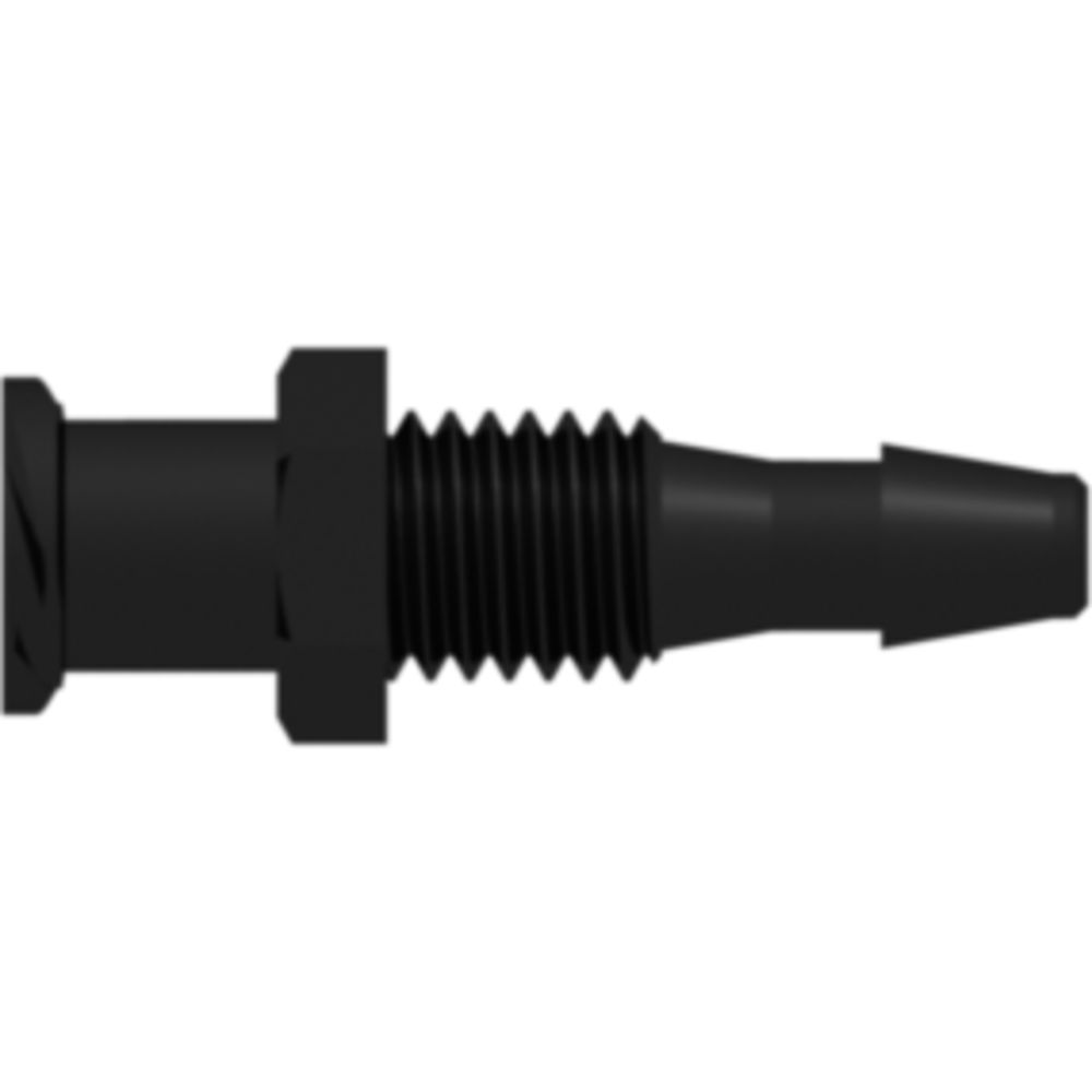 LinkTech Female Luer Thread Style Panel Mount 1/4-28 UNF to 200 Series Barb, 1/8" [3.2 mm] ID Tubing, Black