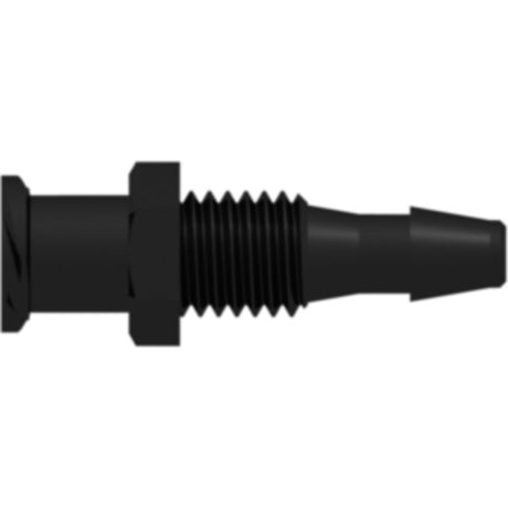 LinkTech Female Luer Thread Style Panel Mount 1/4-28 UNF to 200 Series Barb, 1/8" [3.2 mm] ID Tubing, Black