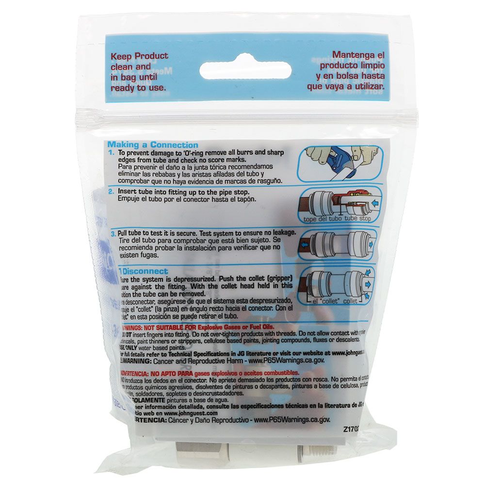 John Guest Conversion Thread Angle Stop Adapter Valve Lead-Free - 1/2 x 3/8 x 3/8