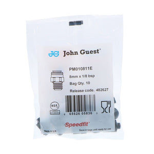 John Guest Male Connector BLACK ACETAL - 8mm x 1/8 BSPP