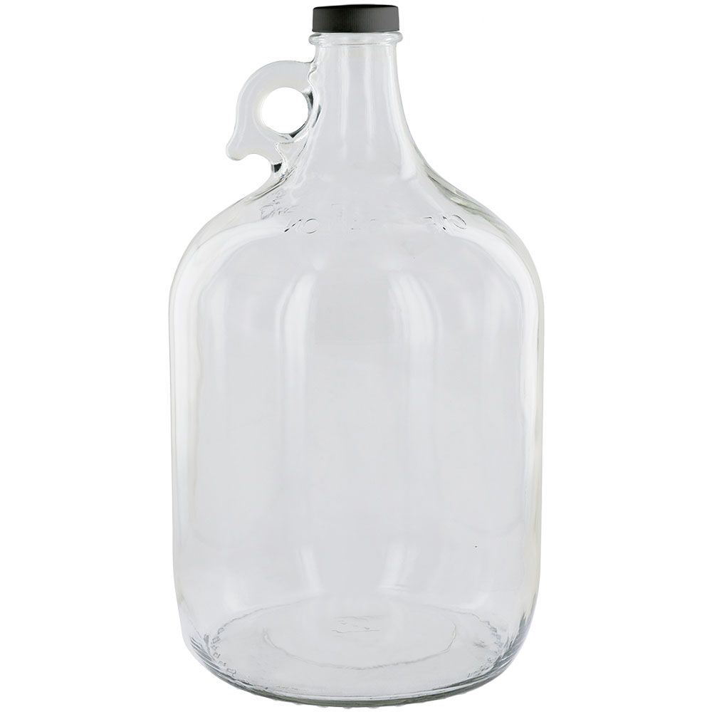 Clear 1 Gallon Glass Beer Growler or Water Bottle With Cap