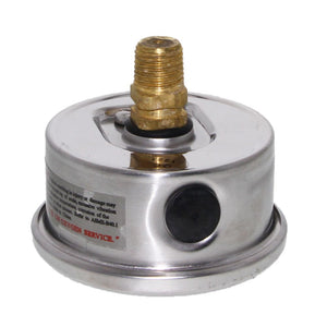 Water Pressure Gauge 100 PSI, 1/4" MPT, 2.5" Plastic Dial, Center Mount, SS Case